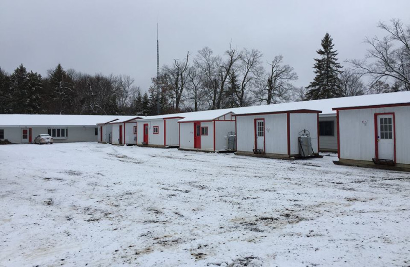 Ice houses at The Red Door Resort.