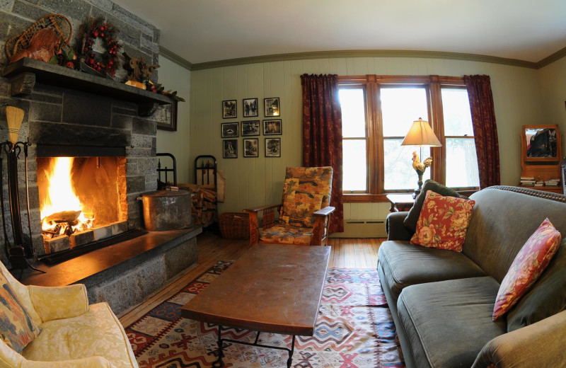 Living room at Keene Valley Lodge.