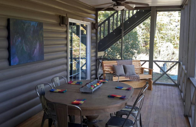 Guest deck at Beaver Lakefront Cabins.