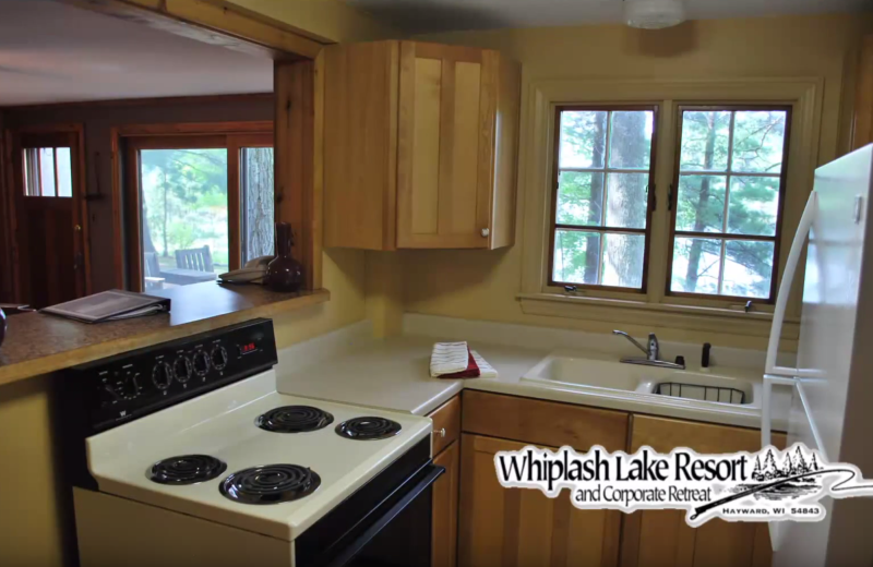 Cabin kitchen at Whiplash Lake Resort.
