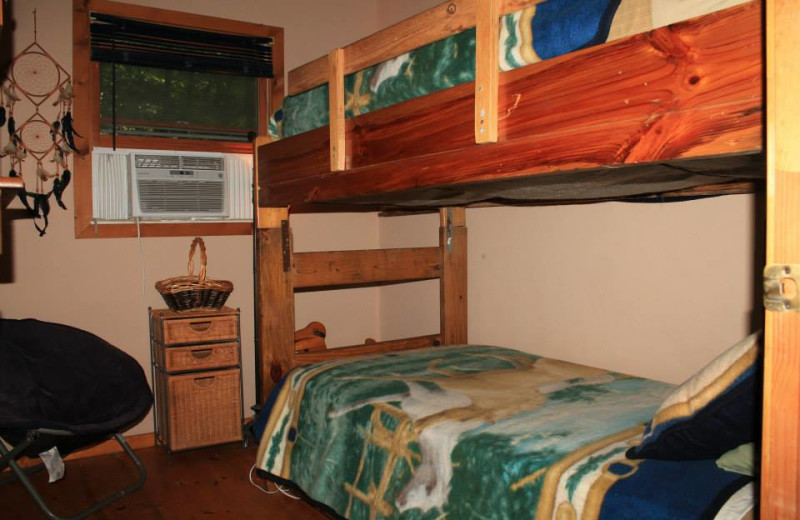 Cabin bedroom at Mountain Rest Cabins and Campground.