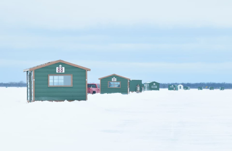 Ice fishing at Zippel Bay Resort