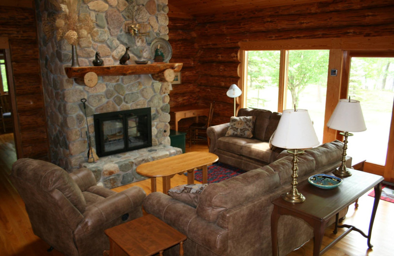 Cabin interior at Northern Pine Lodge.