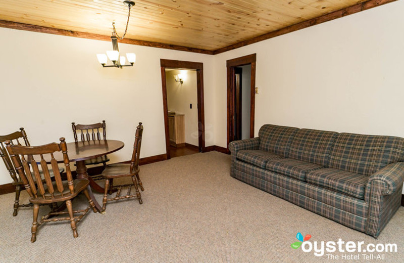 Cabin living room at Birchcliff Resort.