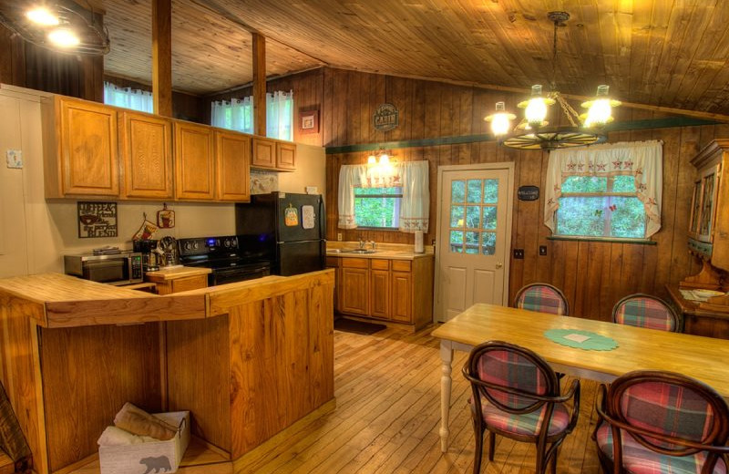 Rental kitchen at Hidden Creek Cabins.