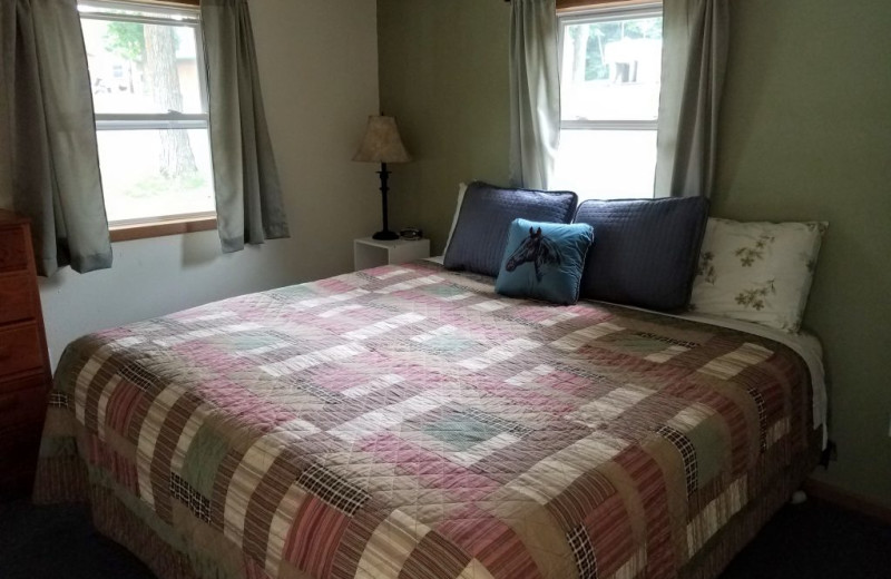 Cabin bedroom at Northern Lights Resort.