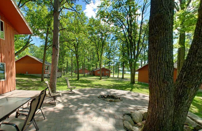 Cabin patio at Hiawatha Beach Resort.