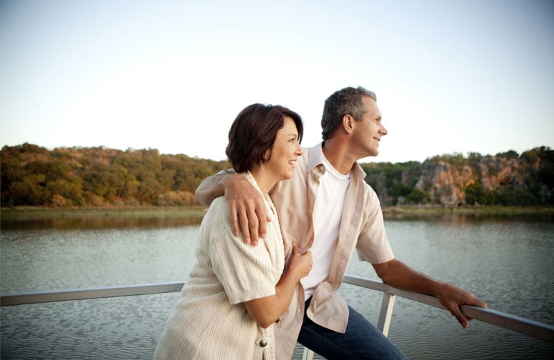 Couple at Campa Pajama Cabin.