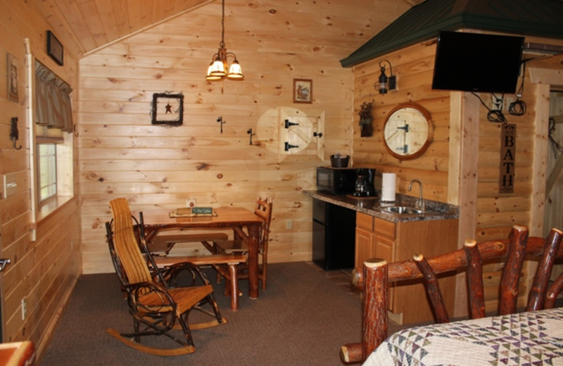 Cabin interior at 7C's Lodging.