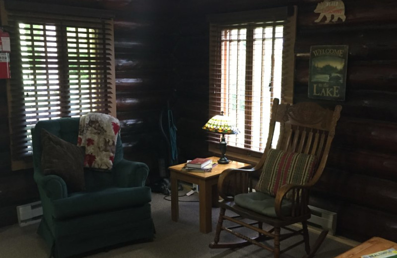 Cabin living room at Blackduck Lodge & Resort.