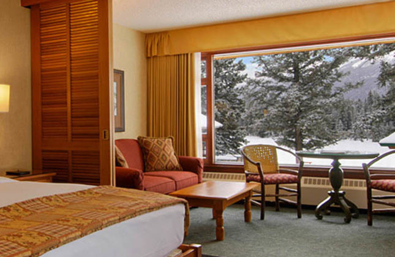 Guest bedroom at The Fairmont Jasper Park Lodge.