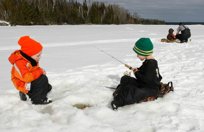 Ice fishing at Timber Bay Lodge & Houseboats.