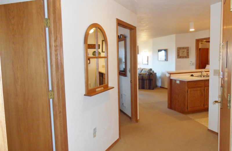 Guest room hallway at Pheasant Park Resort.