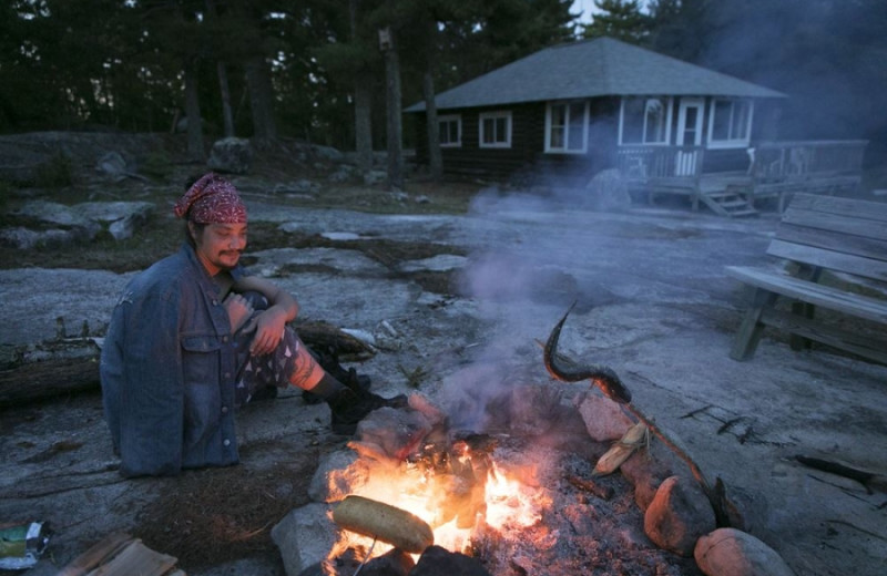 Bonfire at Voyageur Park Lodge.