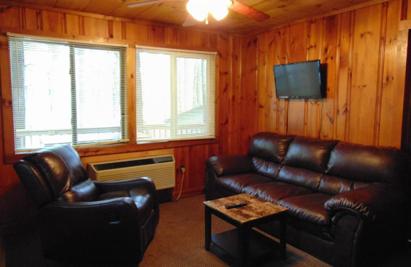 Cabin living room at The Depe Dene Resort.