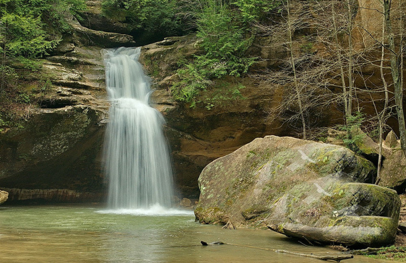 Waterfall at Cut Above Cabins.
