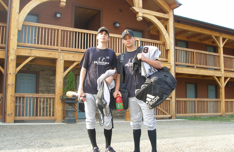 Baseball players at August Lodge Cooperstown.