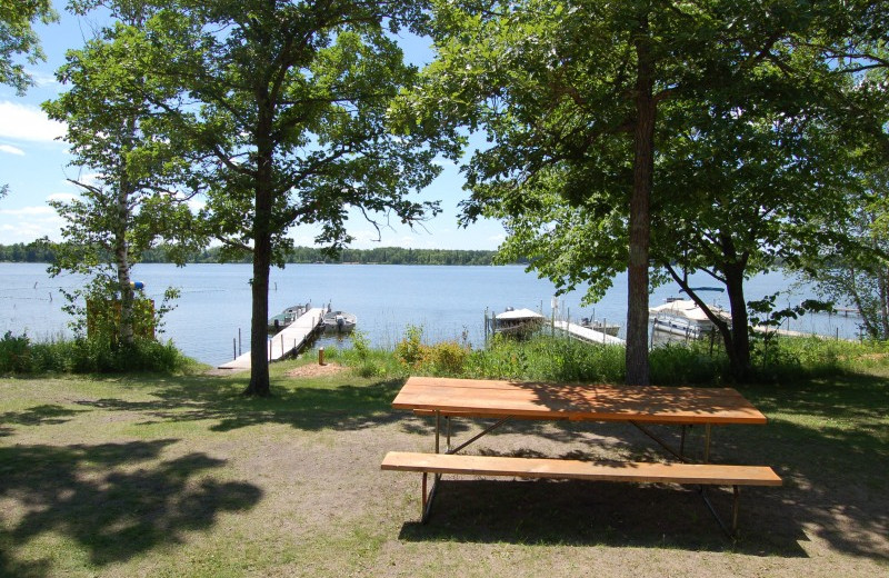 Cabin lake view at Bear Paw Resort.