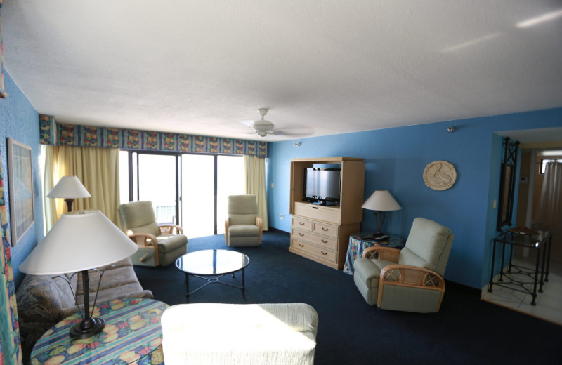 Guest room at Shoreline Island Resort.