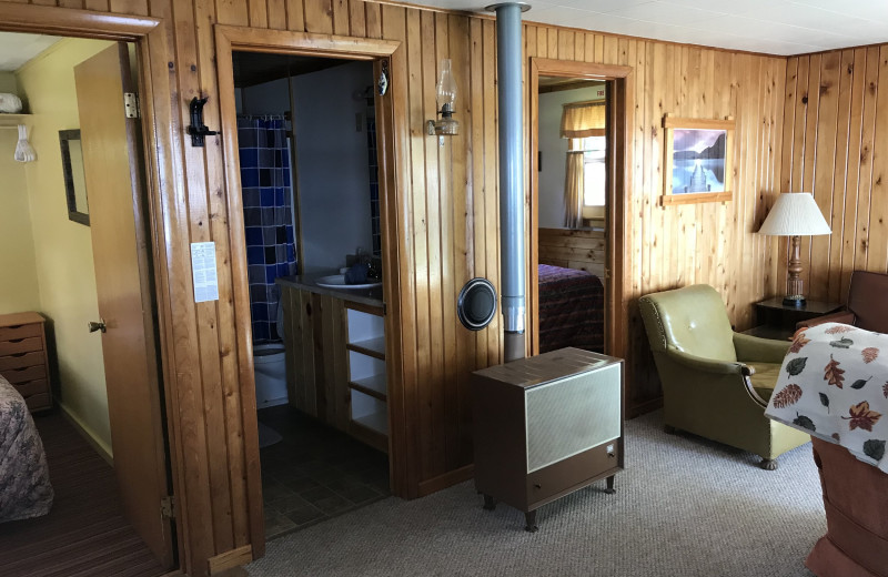 Cabin interior at Driftwood Resort.