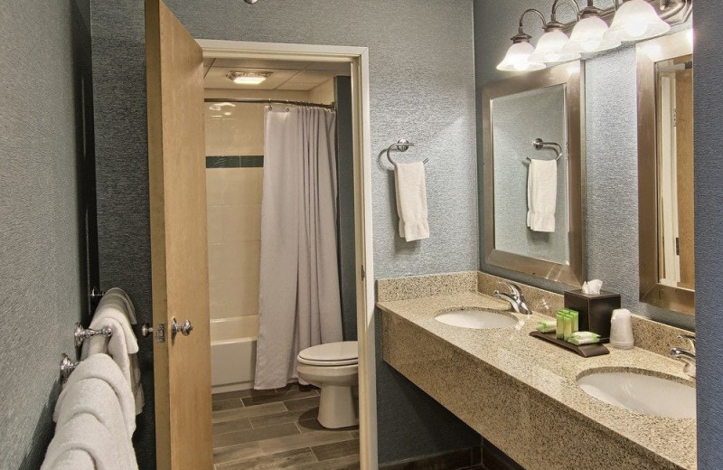 Guest bathroom at Grand Beach/Sugar Beach Resort Hotel.