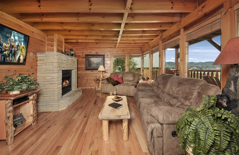 Cabin living room at Outrageous Cabins LLC.