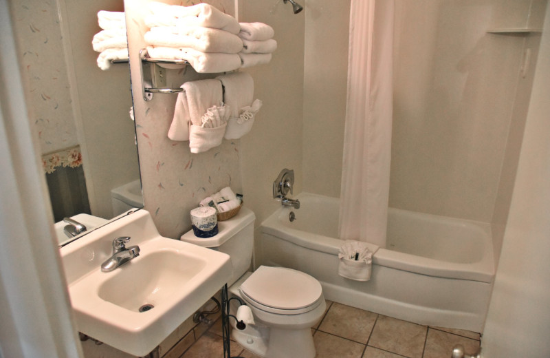 Guest bathroom at Swiss Alps Inn.