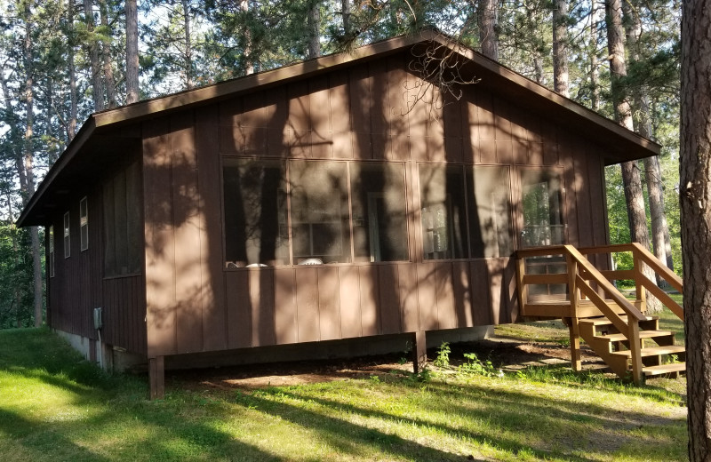 Cabin exterior at Evergreen Bay Resort.