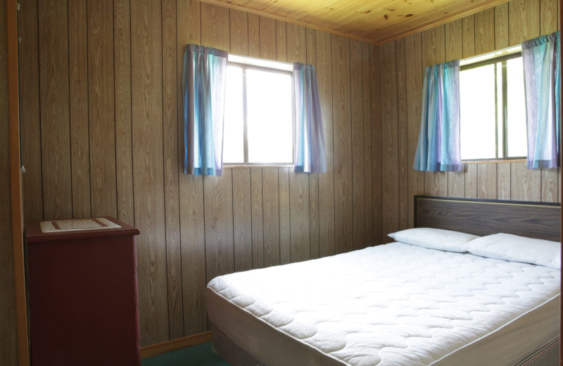 Cottage bedroom at Southview Cottages Resort.