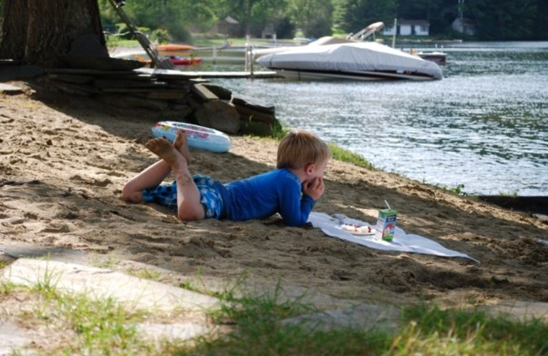 Relaxing by the lake at Lake Morey Resort.