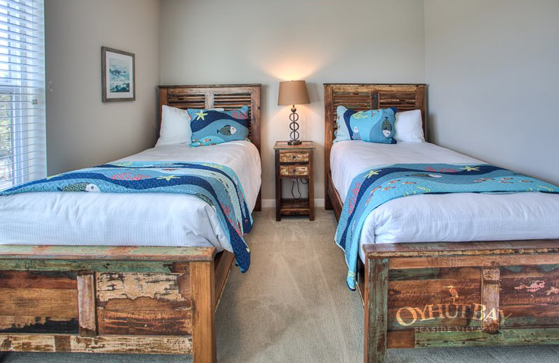 Rental bedroom at Oyhut Bay Seaside Village.