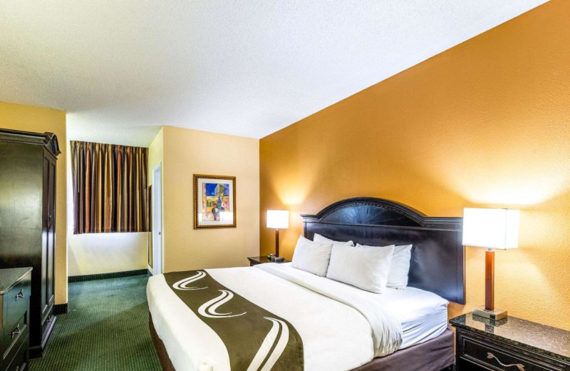 Guest room at Quality Suites Universal Orlando.