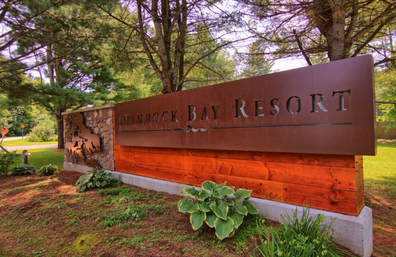 Welcome sign at Great Blue Resorts- Shamrock Bay Resort.