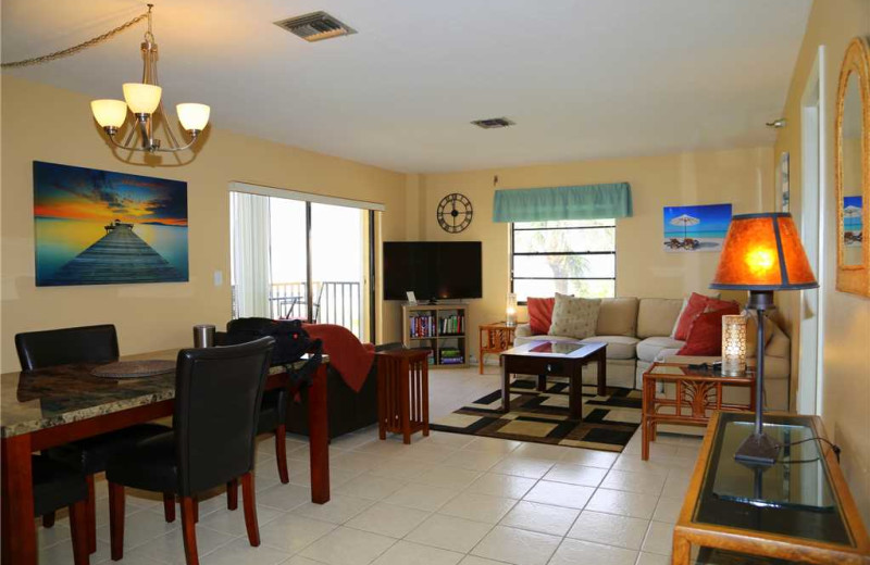 Rental living room at Surf Song Resort Condominiums.