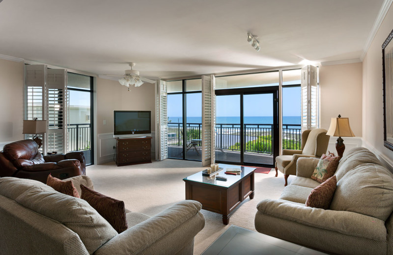 Guest living room at South Wind on the Ocean.