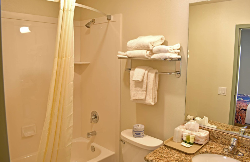 Guest bathroom at Bumbleberry Inn.