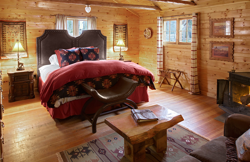 Cabin bedroom at Rawah Ranch.