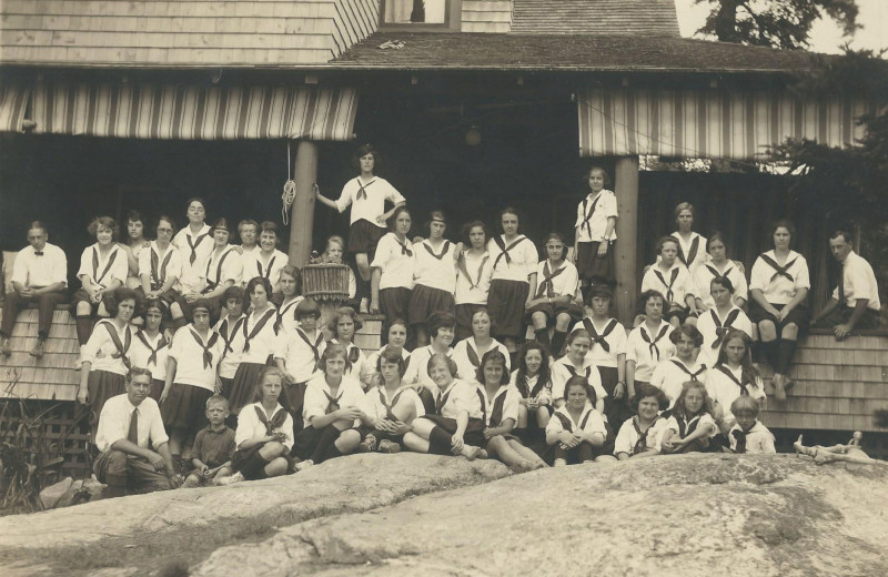 Historic photo of camp at Linekin Bay Resort.