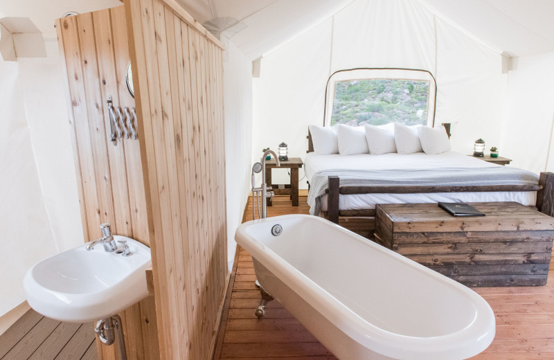 Guest room at Under Canvas Great Smoky Mountains.