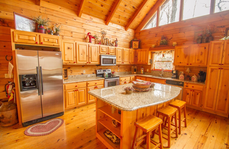 Rental kitchen at Cobbly Nob Rentals.