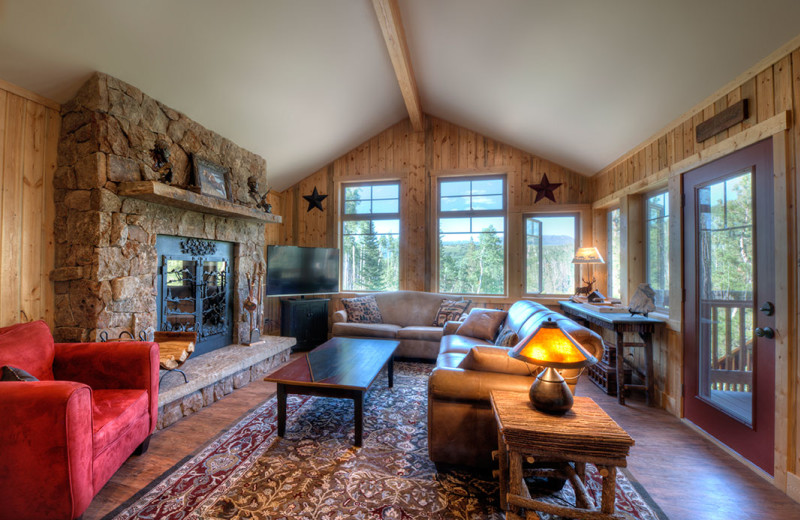 Cabin living room at Wild Skies Cabin Rentals.