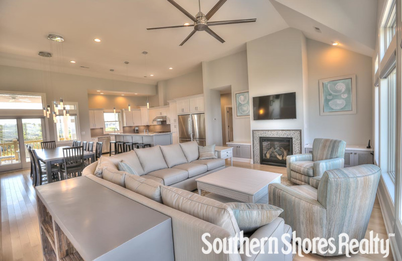 Rental living room at Southern Shores Realty.