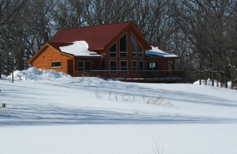 Winter exterior at Red Cedar Lodge.