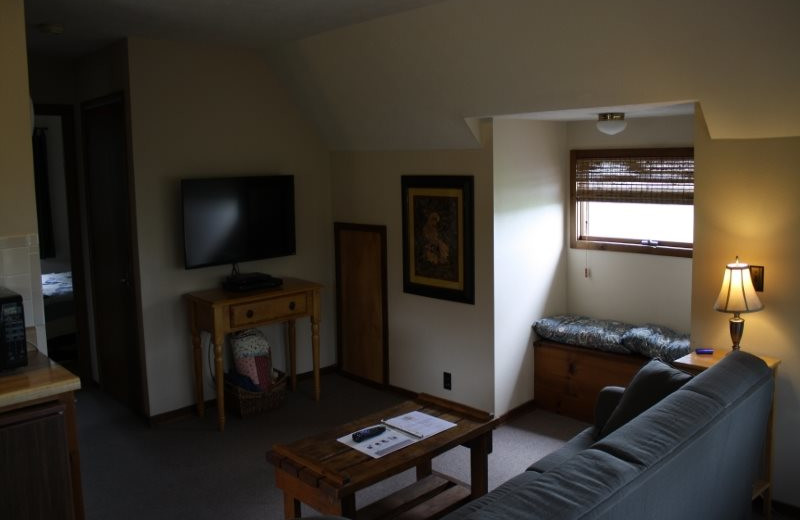 Cabin living room at Arkansas White River Cabins.