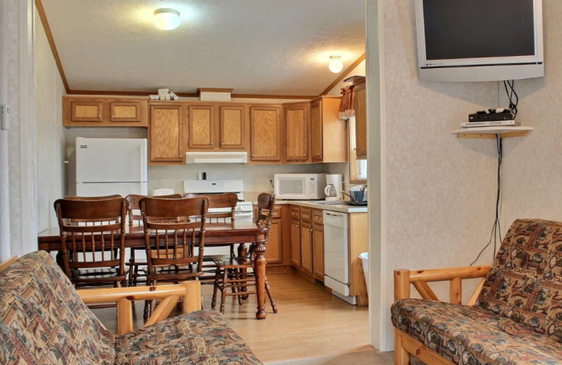 Cabin kitchen at Whaley's Resort & Campground.