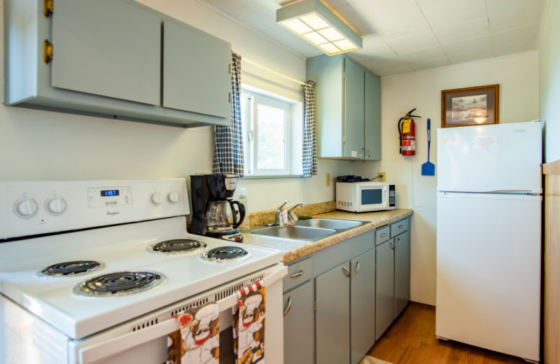 Cabin kitchen at Oceanside Ocean Front Cabins.