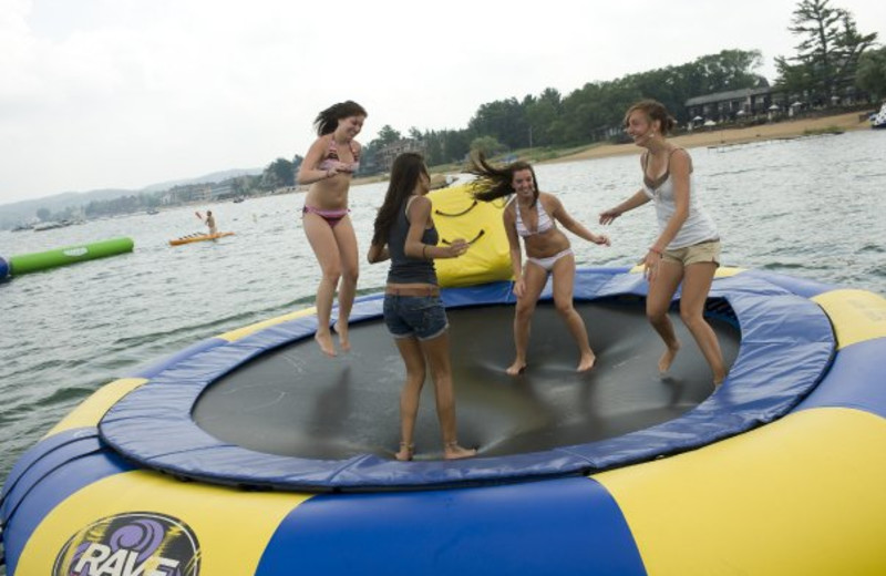 Water trampoline at ParkShore Resort.