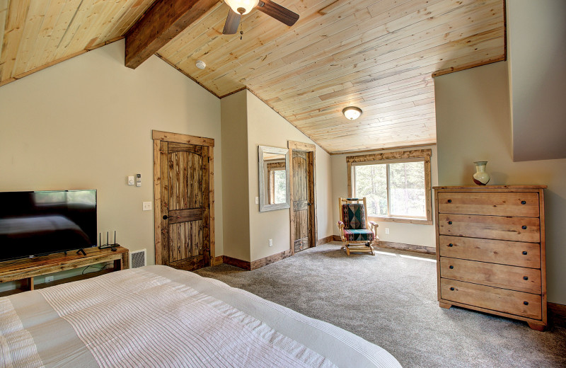 Cabin bedroom at North Forty Resort.