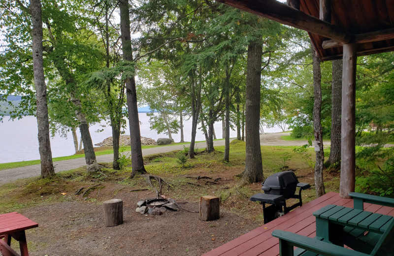 Cabin lake view at The Birches Resort.