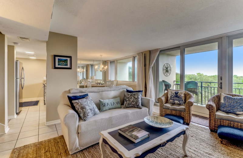 Rental living room at Amelia Rentals and Management Services.